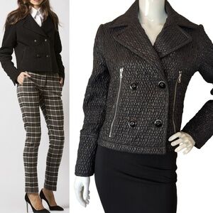 Black Quilted Double Breasted Fall Jacket